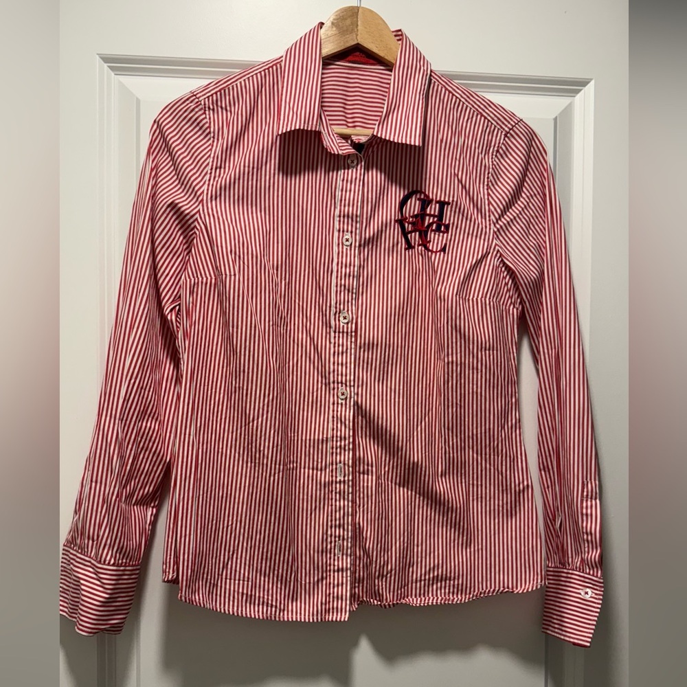 Carolina Herrera Red and White Striped Blouse